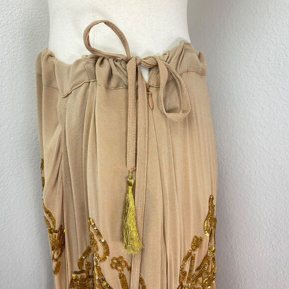Soft Surroundings Mocha Gold Sequin Full Maxi Skirt Large Festival Gypsy Fairy - Picture 8 of 13